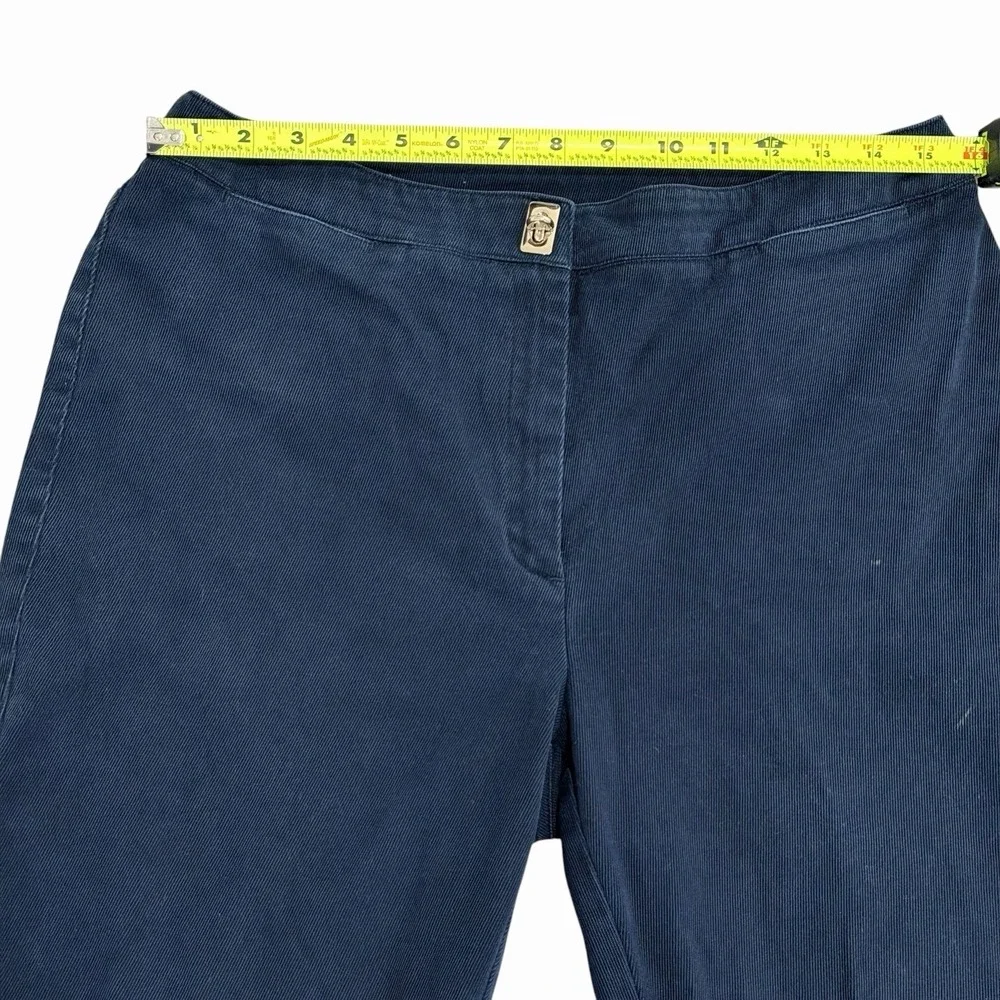 Lauren‎ Ralph Lauren Petite Navy Blue Pants Silver Twist Front Straight Leg 12P
